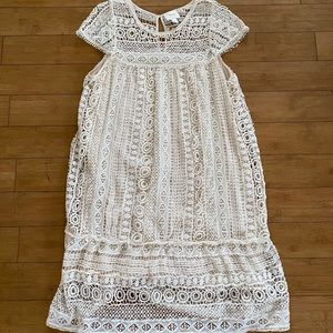 Anthropologie cream crochet dress